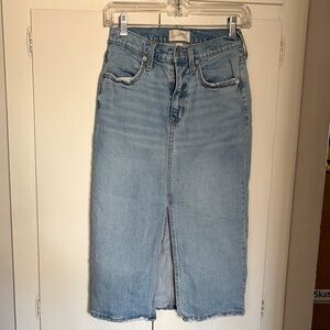 Medium Blue Denim Midi Skirt